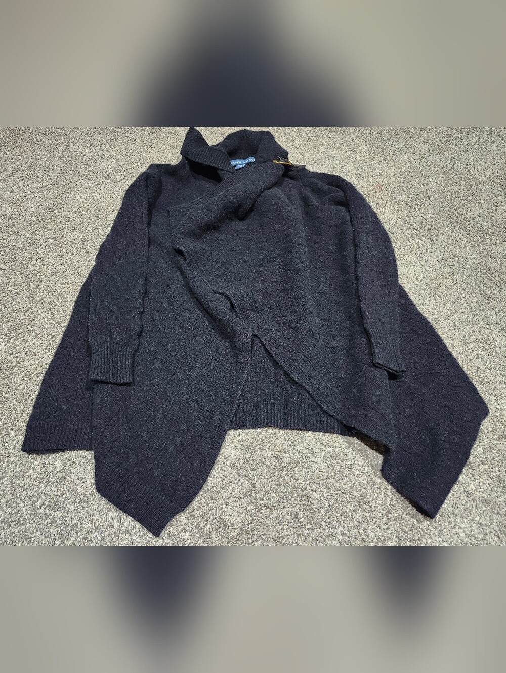 Ralph Lauren Cable-Knit Shawl Collar Sweater Size Small See Photos Cashmere Wool
